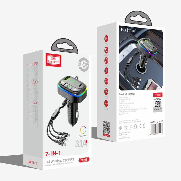 شارژر فندکی + FM Player بلوتوثی Earldom ET-M105
