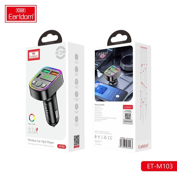 شارژر فندکی + FM Player بلوتوثی Earldom ET-M103