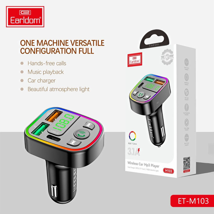 شارژر فندکی + FM Player بلوتوثی Earldom ET-M103