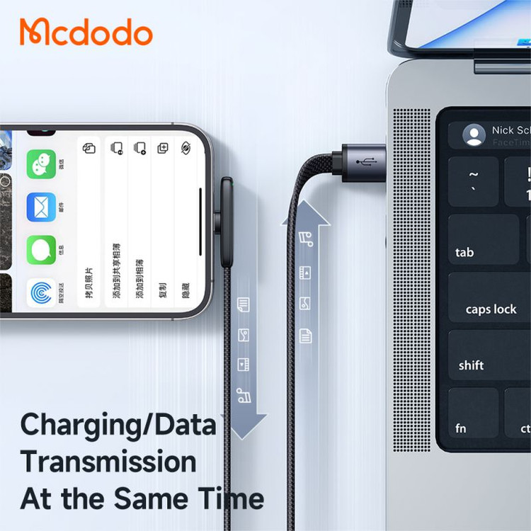 کابل آیفونی فست شارژ Mcdodo CA-2790 3A 1.2m یکسر L