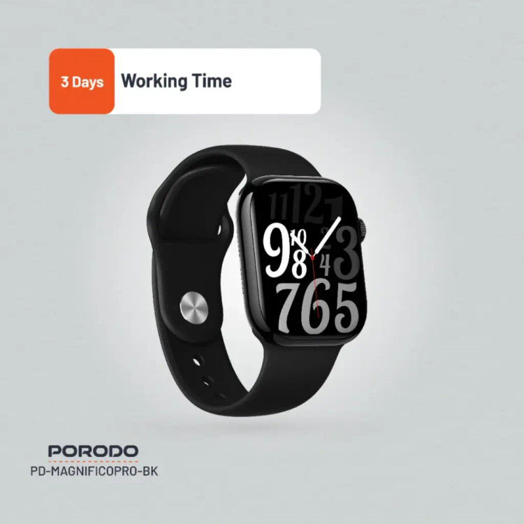 ساعت هوشمند Porodo Jet Black Magnifico Pro