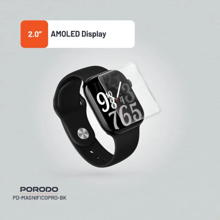 ساعت هوشمند Porodo Jet Black Magnifico Pro