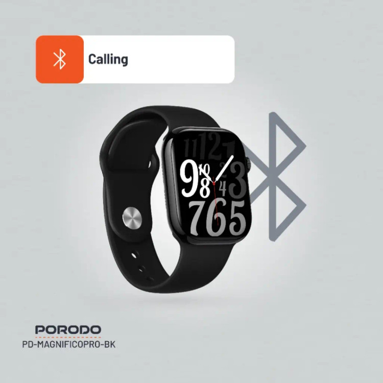 ساعت هوشمند Porodo Jet Black Magnifico Pro