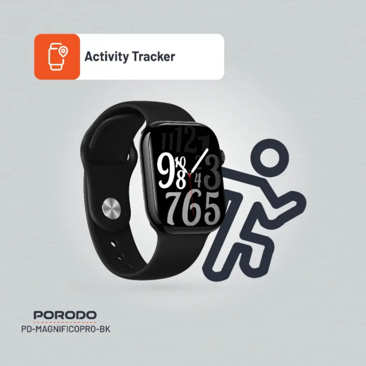 ساعت هوشمند Porodo Jet Black Magnifico Pro