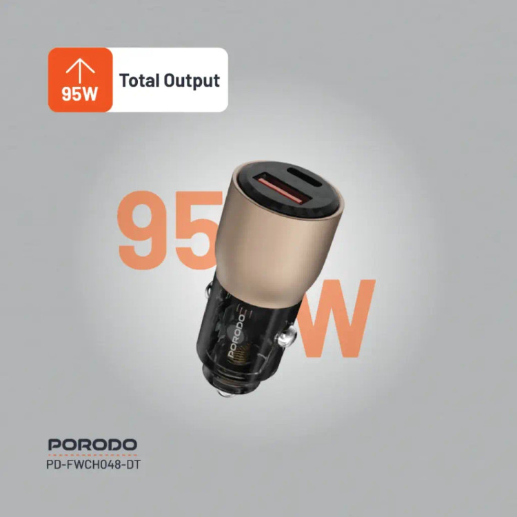شارژر فندکی 95W شفاف Porodo PD-FWCH048