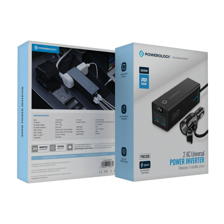 اینورتر خودرو 300 واتی Powerology PWCUQC038