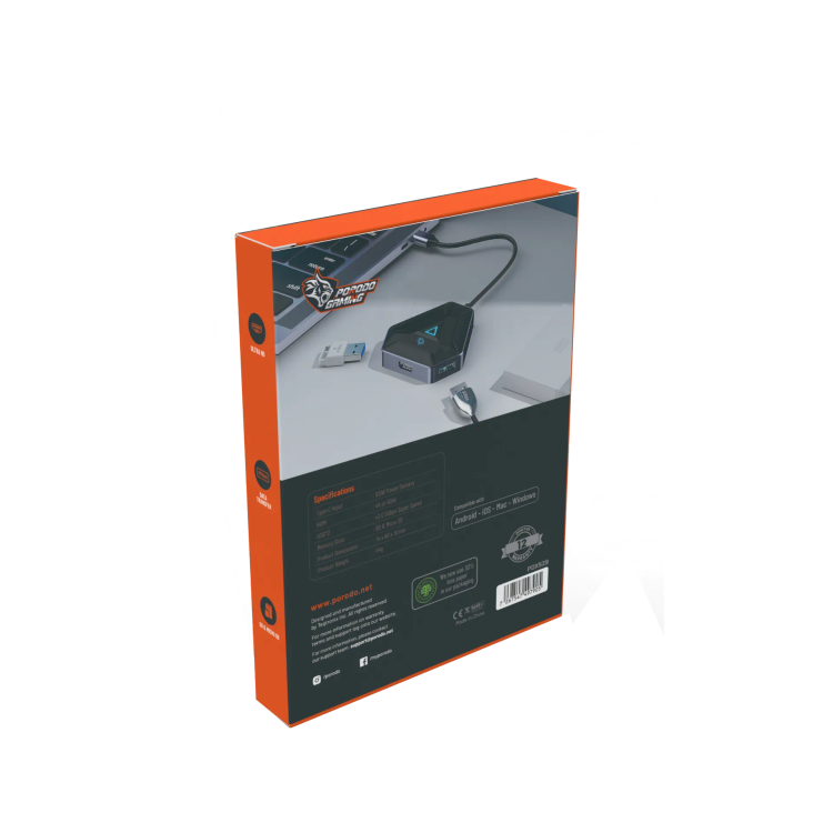 هاب گیمینگ 5 پورت تایپ سی Porodo PDX529