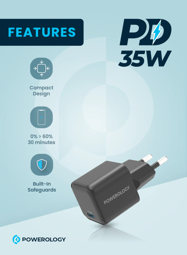 آداپتور فست شارژ Powerology P35WSPCEU 35W
