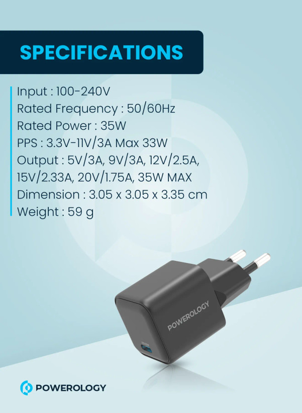 آداپتور فست شارژ Powerology P35WSPCEU 35W