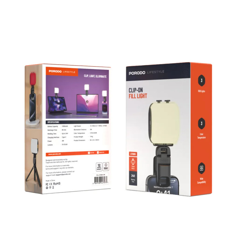 چراغ گیره ای موبایل Porodo PD-LFST065