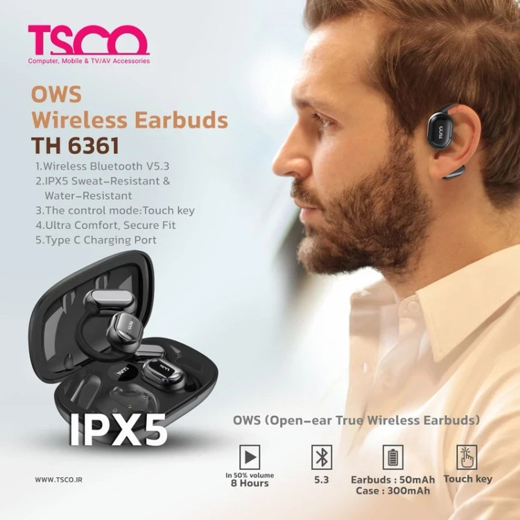 هندزفری بلوتوث دوتایی TSCO TH6361 OWS