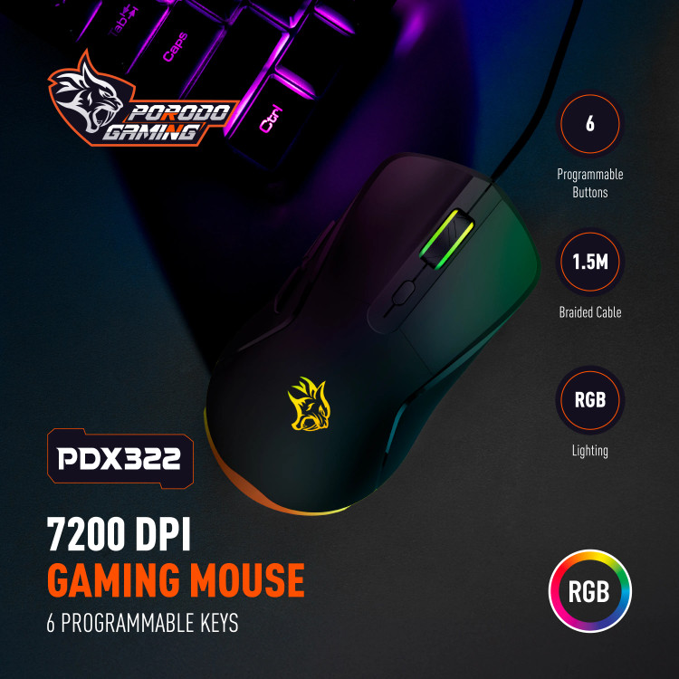 موس گیمینگ باسیم Porodo PDX322