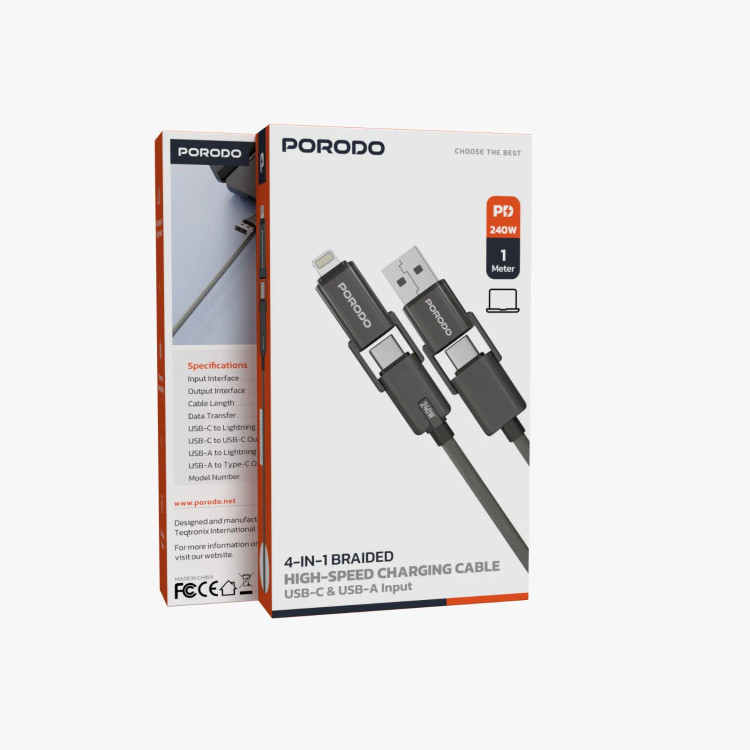کابل شارژ 4کاره Porodo PDCBL0034 240W