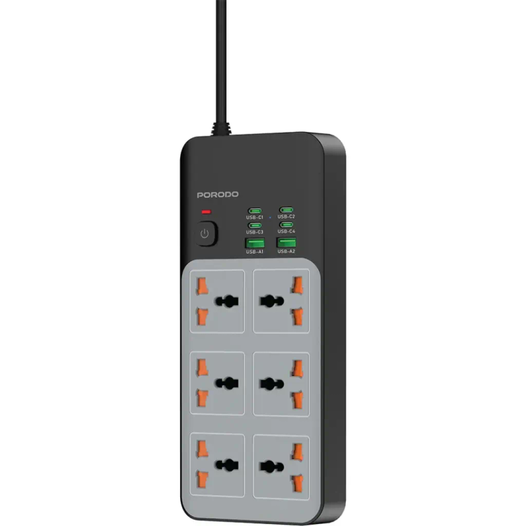 چند راهی برق هوشمند Porodo PDFWCH100 6AC 3000W
