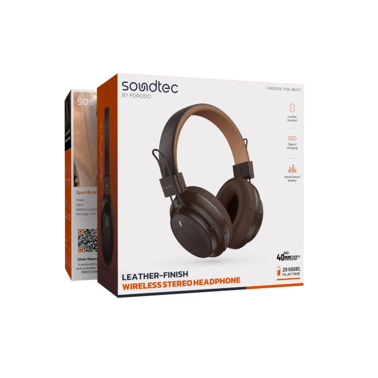 هدفون بی سیم چرمی Porodo Soundtec PDSTCYZ18