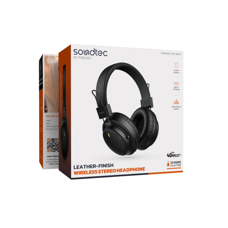 هدفون بی سیم چرمی Porodo Soundtec PDSTCYZ18