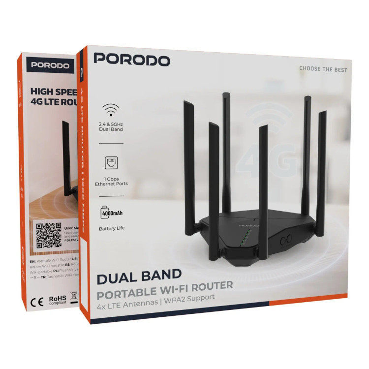 مودم بیسیم قابل حمل Porodo PDLFST207 Dual Band