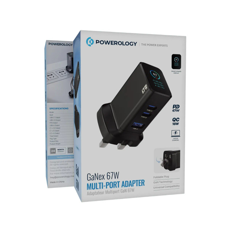 شارژر دیواری پاورولوژی Powerology PWC2417 GaNex 67W