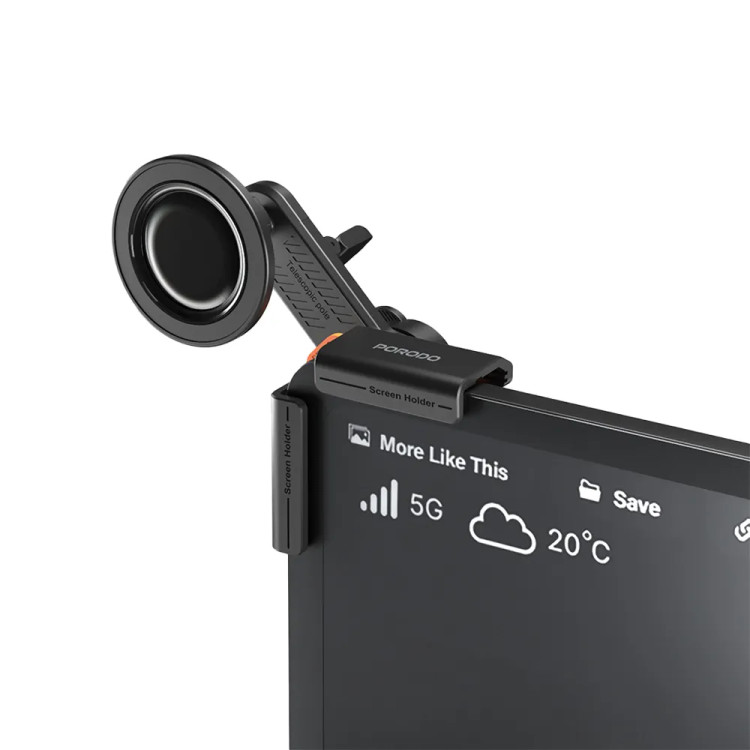 نگهدارنده گوشی بغل مانیتور ماشین و لپتاپ مگ سیف Porodo Clavomag PDRLX16BK 360°