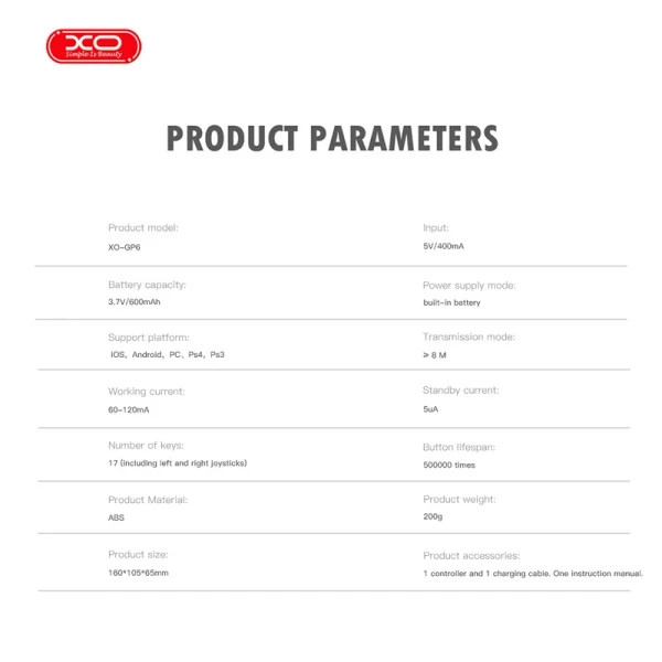 دسته بازی بی سیم ایکس او XO-GP6