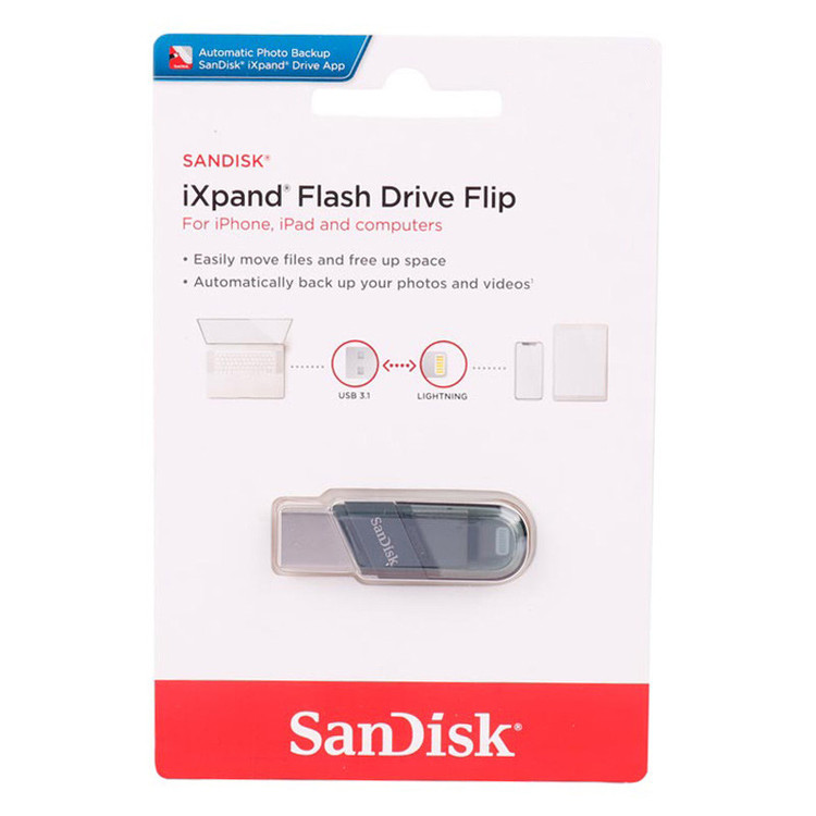 فلش مموری سن دیسک iXpand SDIX90N Flip USB 3 ظرفیت 256 گیگابایت