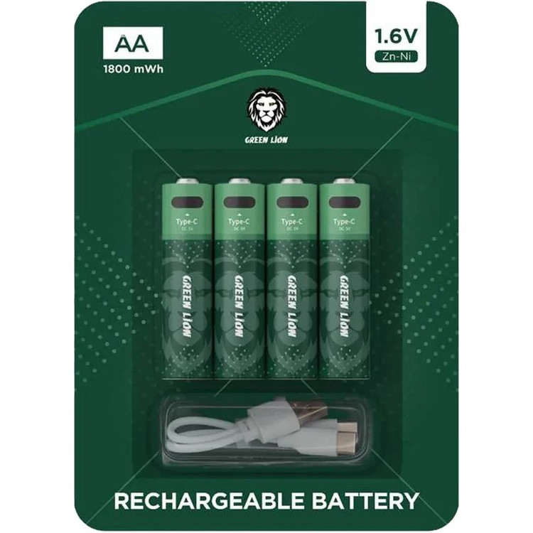 باتری چهارتایی قلمی شارژی Green Lion GNRGBAA AA 1800mWh