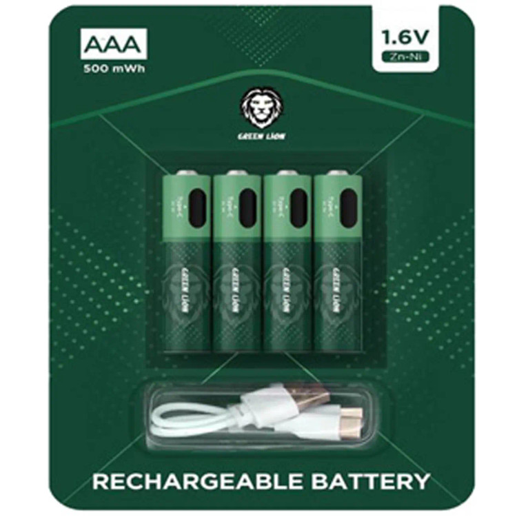 باتری چهارتایی نیم قلمی شارژی Green Lion GNRGBAAA AAA 500mWh