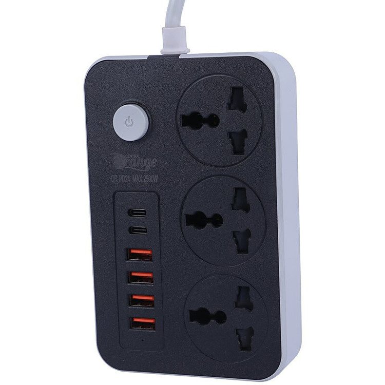 چند راهی 3 خانه اورنج OR-PD24 با کابل 2 متری + شارژر USB و Type-C