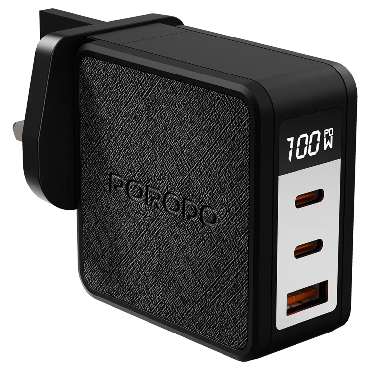 شارژر چند پورت Porodo Quantum GaN 100W با نمایشگر دیجیتال