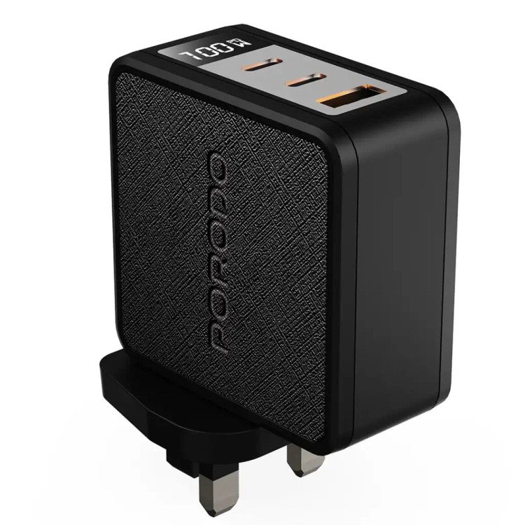 شارژر چند پورت Porodo Quantum GaN 100W با نمایشگر دیجیتال
