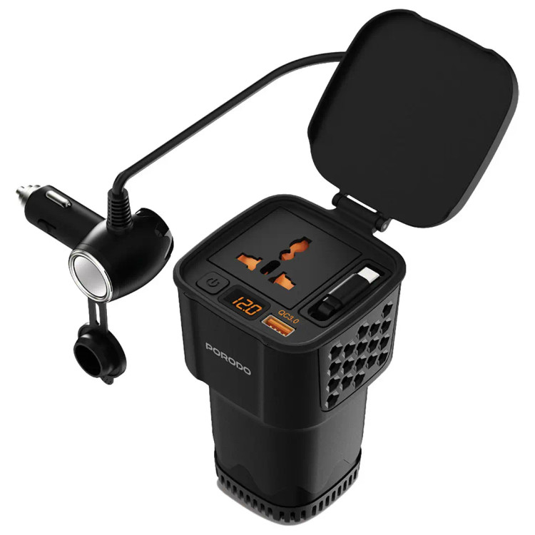 اینورتر برق خودرو 200 واتی با نمایش ولتاژ لحظهای Porodo DriveStation PDCI103