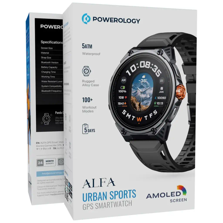ساعت هوشمند جی پی اس دار Powerology Alfa Urban Sports PSWBT348