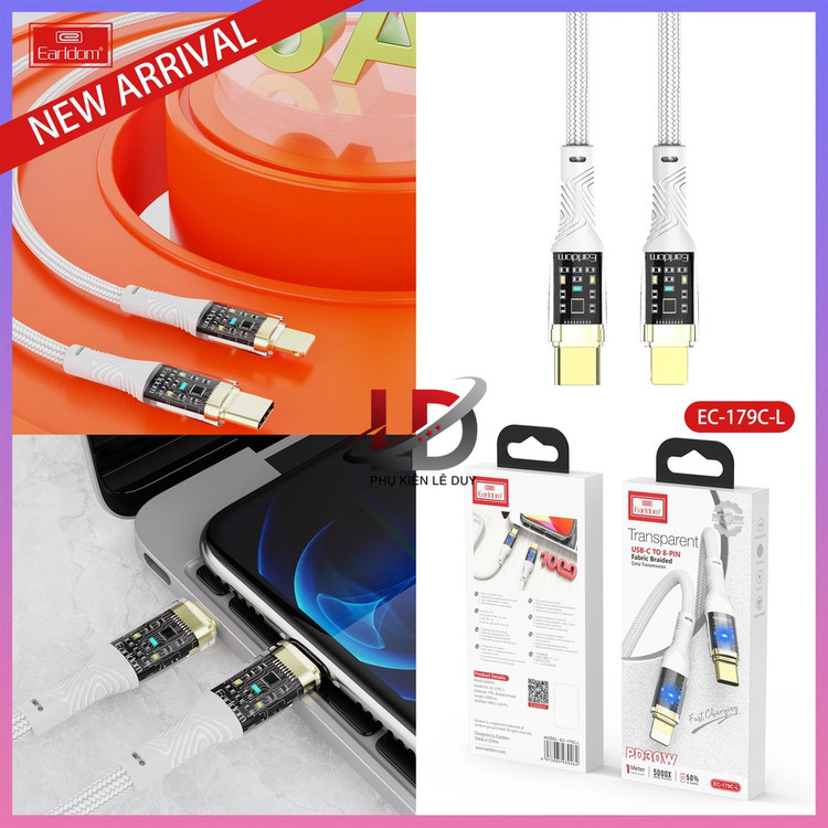 کابل شارژ تایپ سی به لایتنینگ Earldom EC-179C-L PD 30W