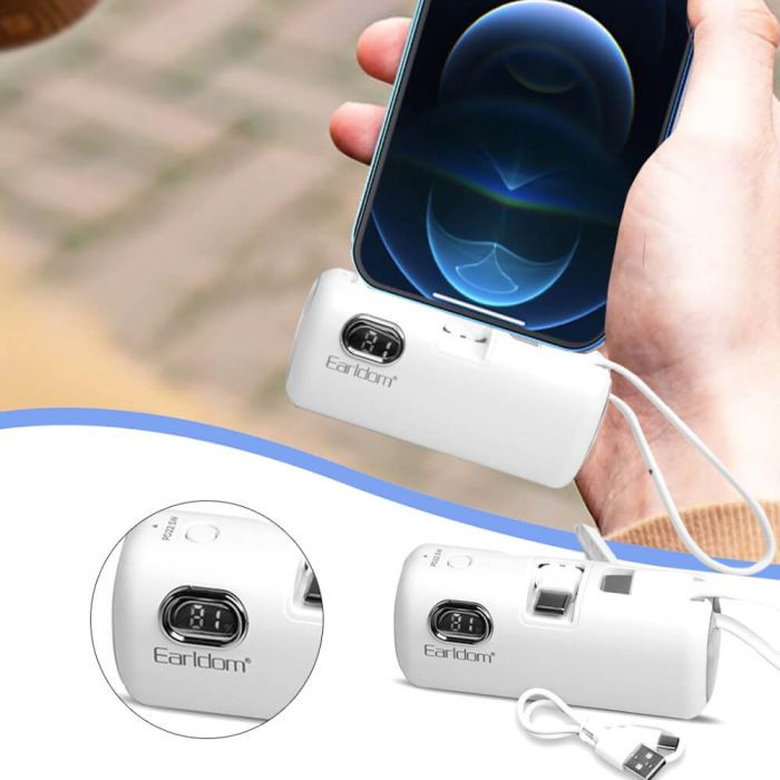پاوربانک تایپ سی و لایتنینگ 22.5 وات 5000 با کابل تایپ سی ارلدام ET-PD41