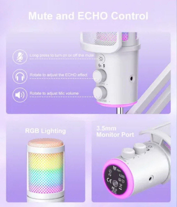 میکروفون گیمینگ کاندنسر یو اس بی اونیکوما مدل M530 RGB با دکمه چند منظوره و قابلیت مانیتورینگ