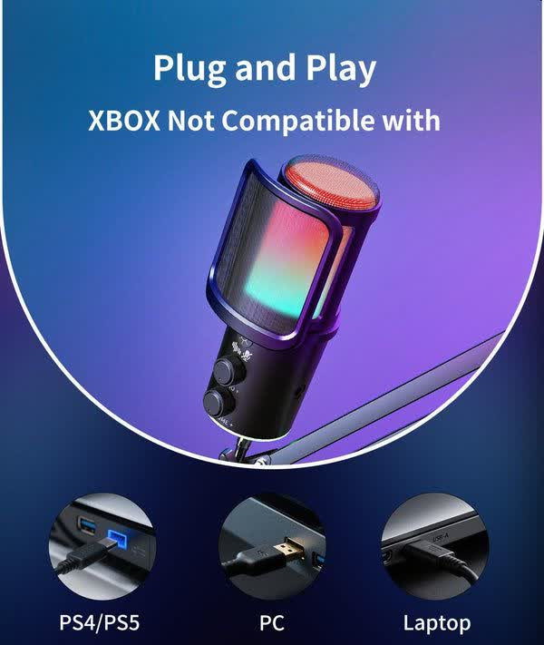 میکروفون گیمینگ کاندنسر یو اس بی اونیکوما مدل M530 RGB با دکمه چند منظوره و قابلیت مانیتورینگ