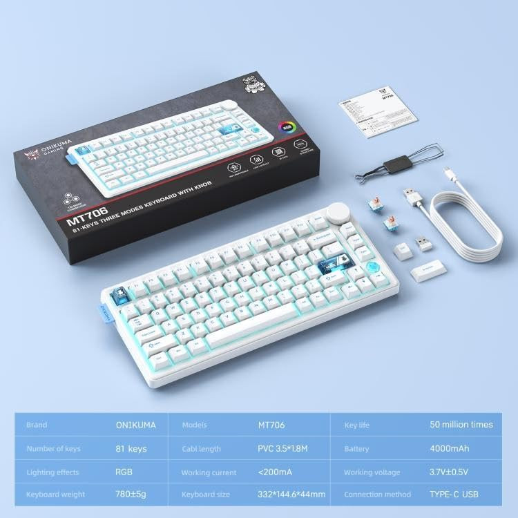 کیبورد گیمینگ مکانیکال سه حالته Onikuma MT706