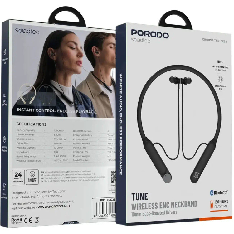 هندزفری گردنی Porodo Soundtec TUNE PDSTLS122