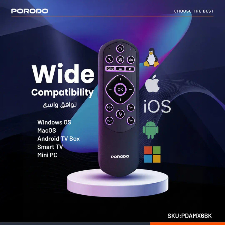کنترل و کیبورد مینی با سنسور ژیروسکوپ ۶ محوره Porodo Miko PDAMX6