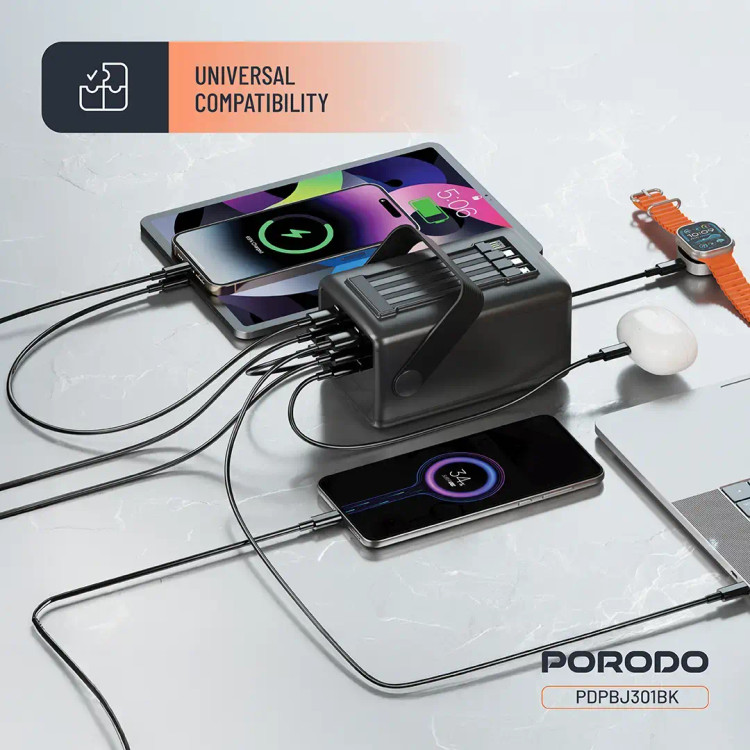 پاوربانک و چراغ قوه 8۰۰۰۰ میلیآمپر ساعتی Porodo Lara PDPBJ301