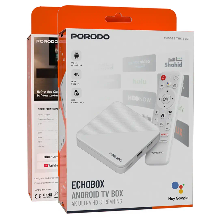 اندروید باکس Porodo Echobox PDH96MAX with 4K Ultra HD Streaming