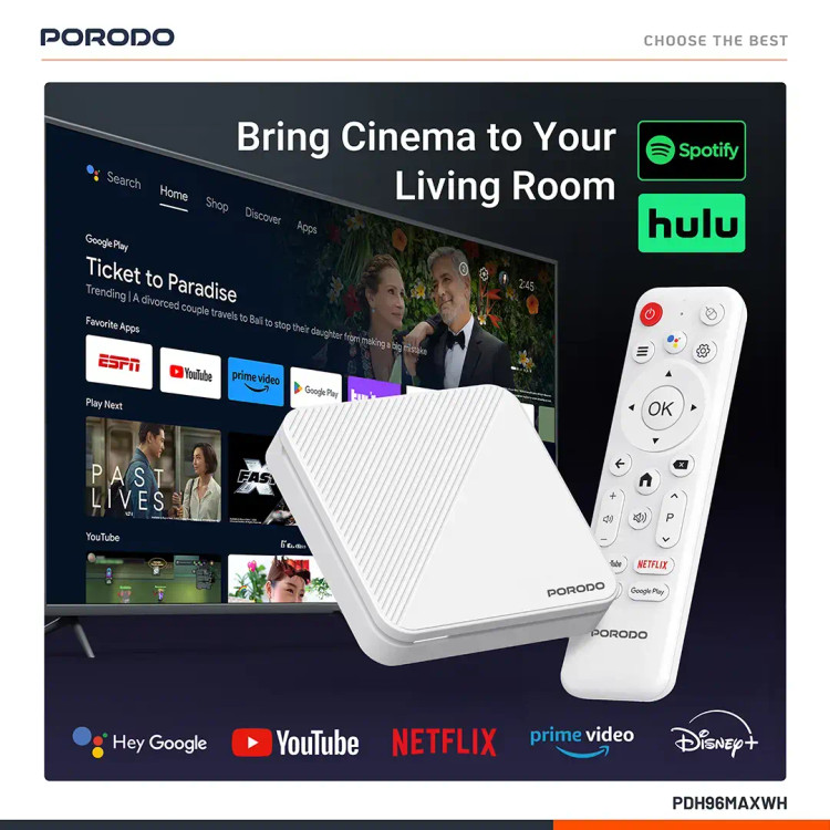 اندروید باکس Porodo Echobox PDH96MAX with 4K Ultra HD Streaming