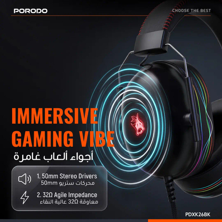 هدست گیمینگ Porodo Gaming Aloma PDXK26